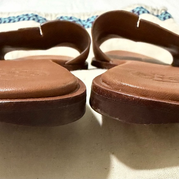 Tory Burch Cognac Leather Logo Slide Sandals Size 7 - Picture 6 of 6